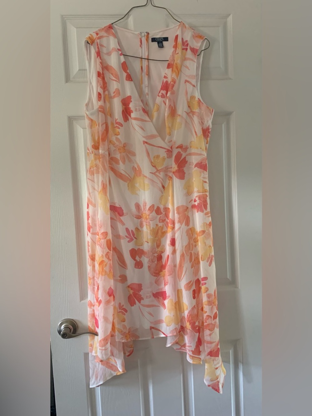Chaps Floral Midi Dress - Pink and Orange